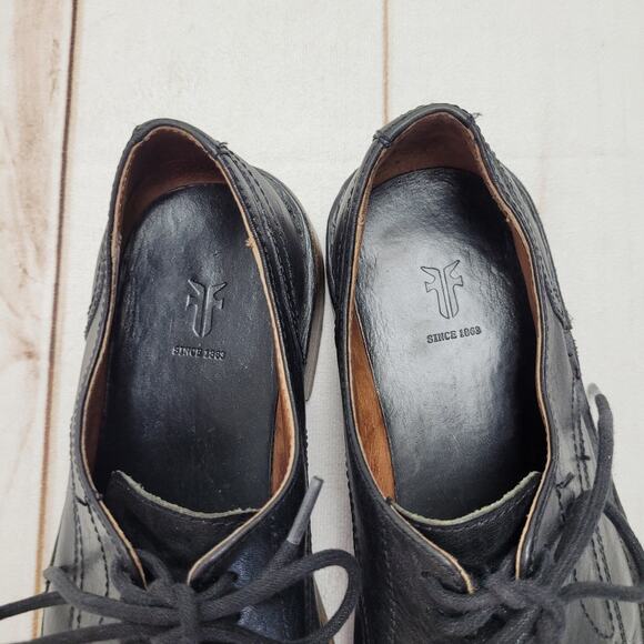 Frye Mark black leather oxford dress shoes preppy old money retro office main image 11